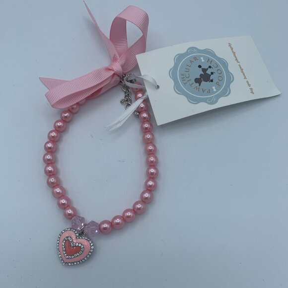 Pink Heart Dog Necklace with Crystal Accents - Medium - 140438 - Boutique - Picture 1 of 3